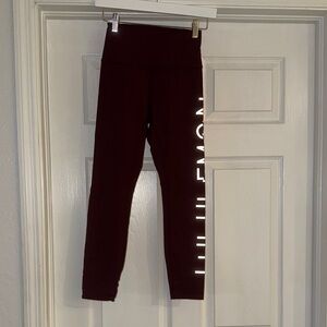 lululemon athletica maroon Leggings holiday edition reflective